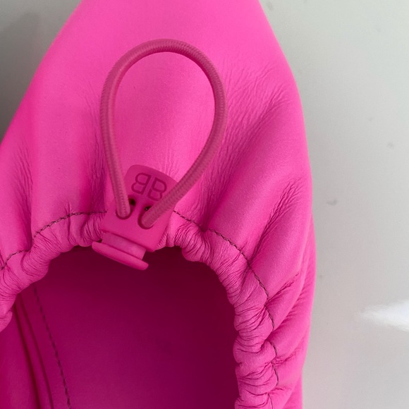 Balenciaga Drawstring Neon Pink Kitten Heel Mules - Picture 6 of 11